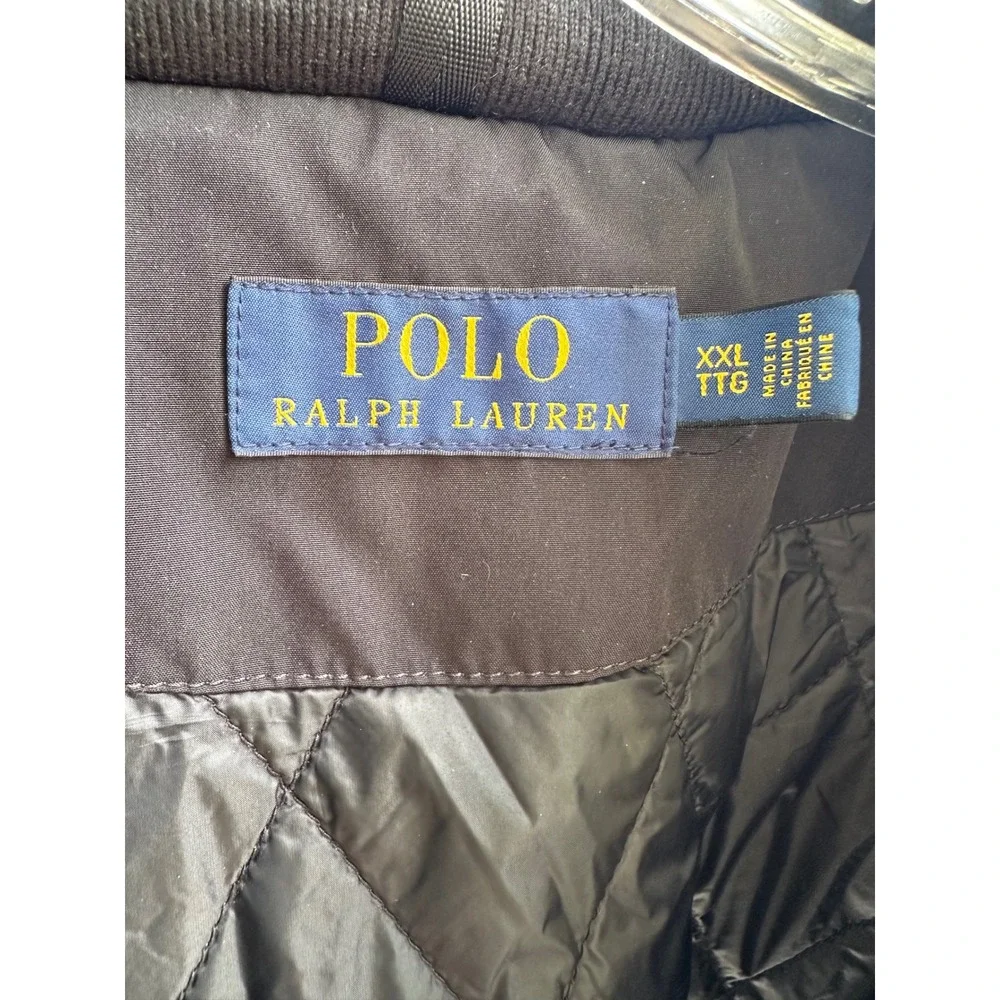 Polo Ralph Lauren Men's XXL Black Quilted Lined Windbreaker Jacket Stowaway Hood